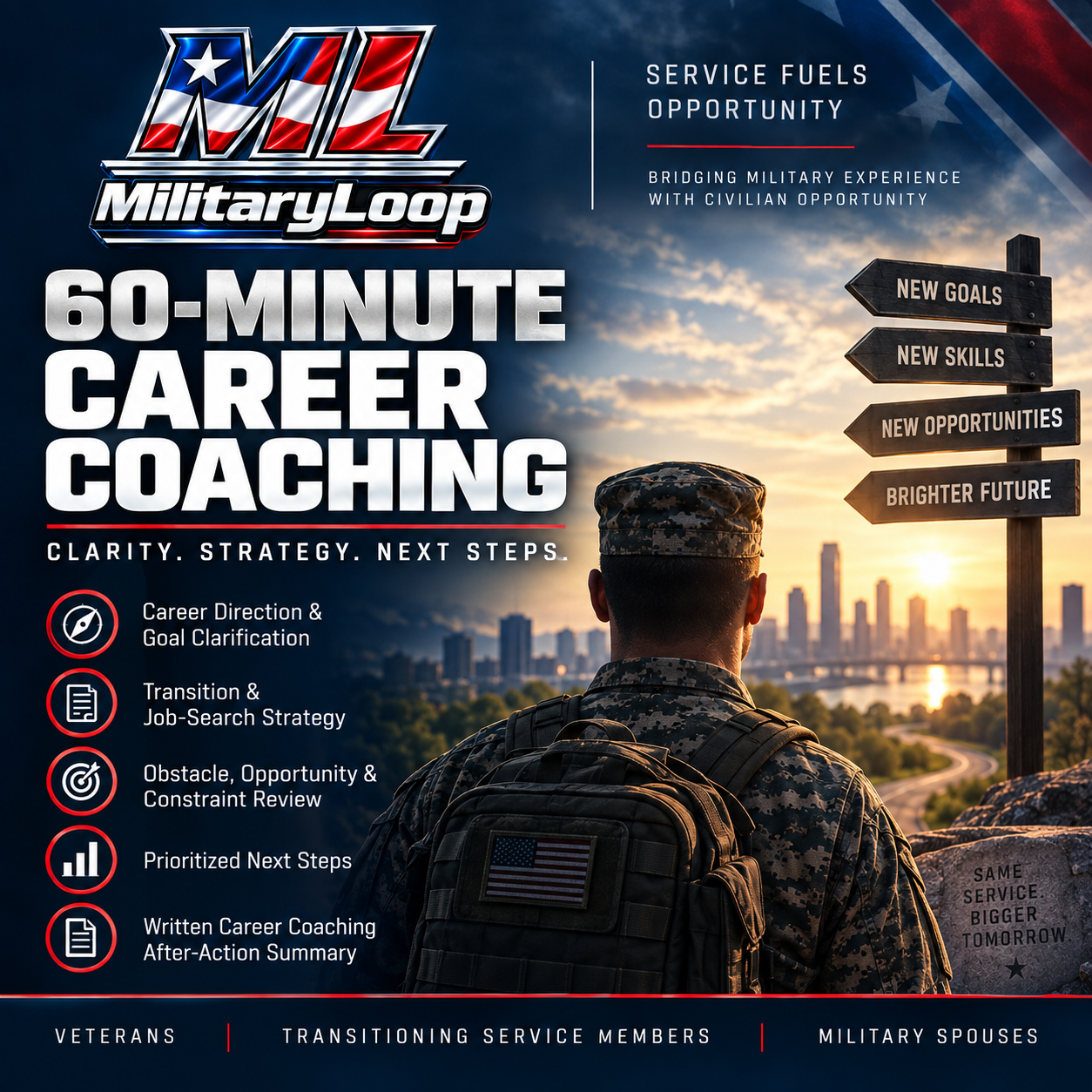 Career Coaching 60 Min Military Loop 60-Minute Career Coaching for military-connected candidates
